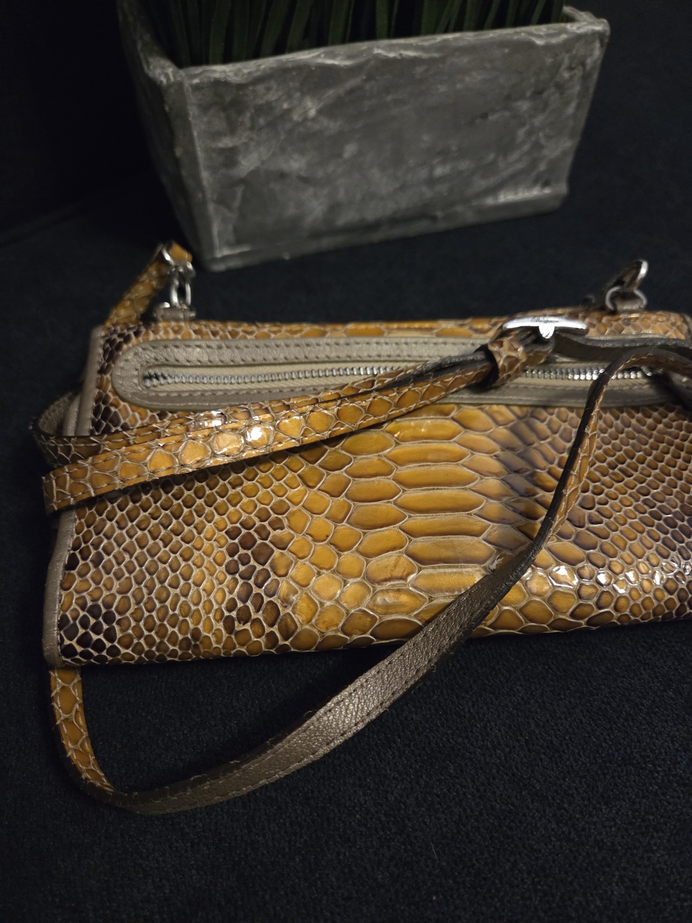 Brighton Gold Snake-Embossed Crossbody Wallet with Silver-Tone Accent - Picture 12 of 14